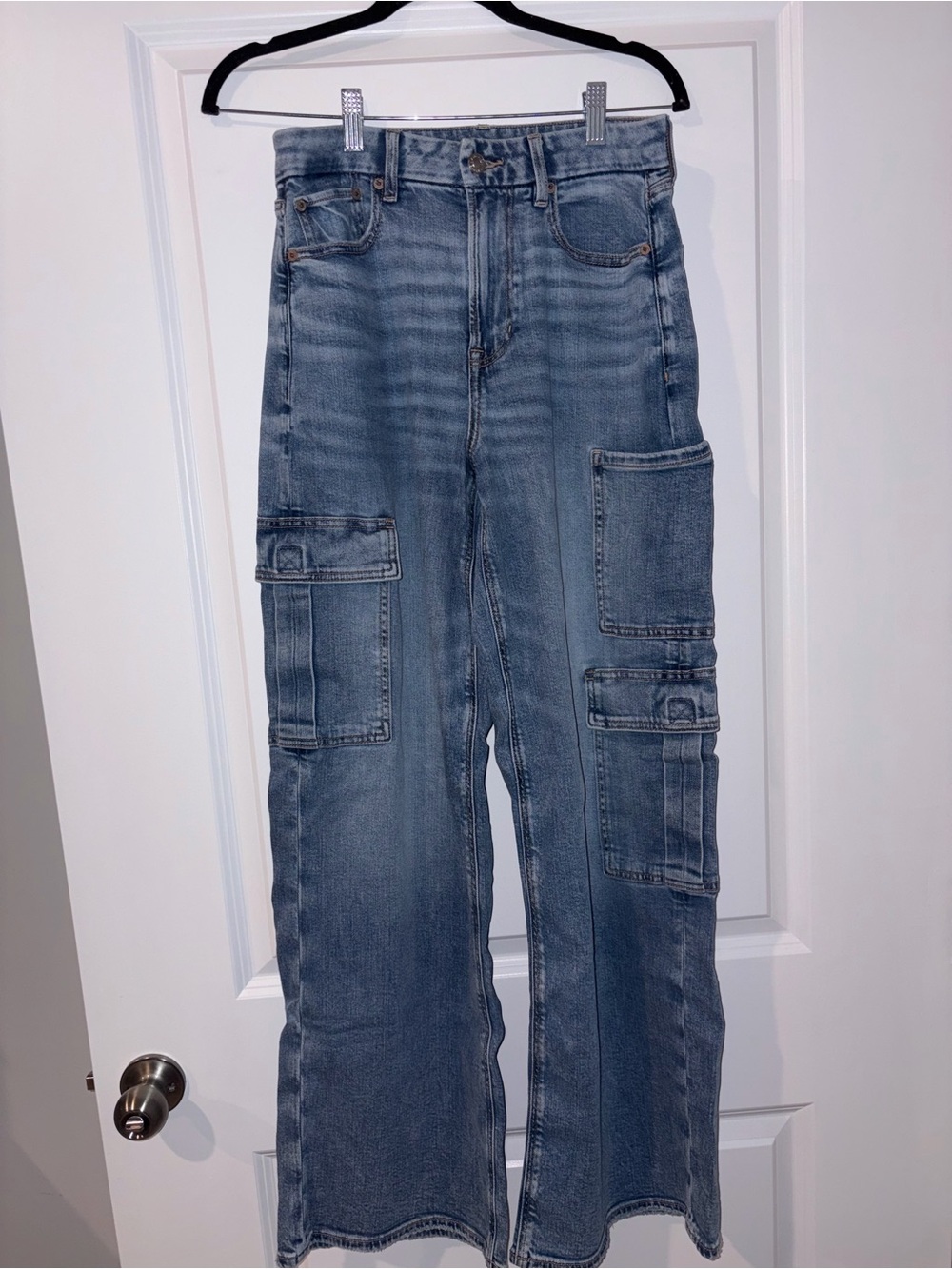 Blue Cargo Denim Jeans - Relaxed Fit